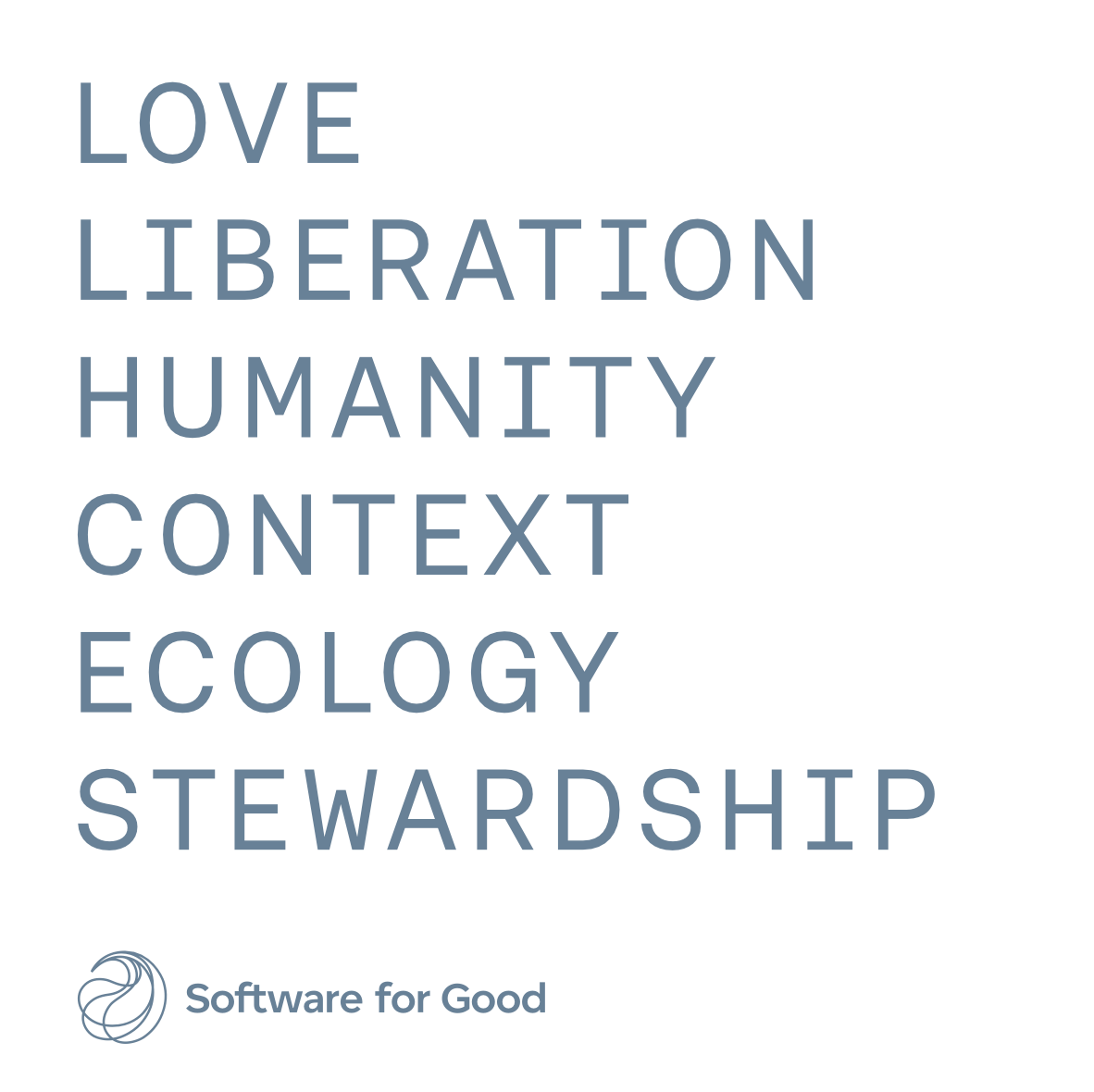 The Software For Good Values that are printed on the back of the hoodie